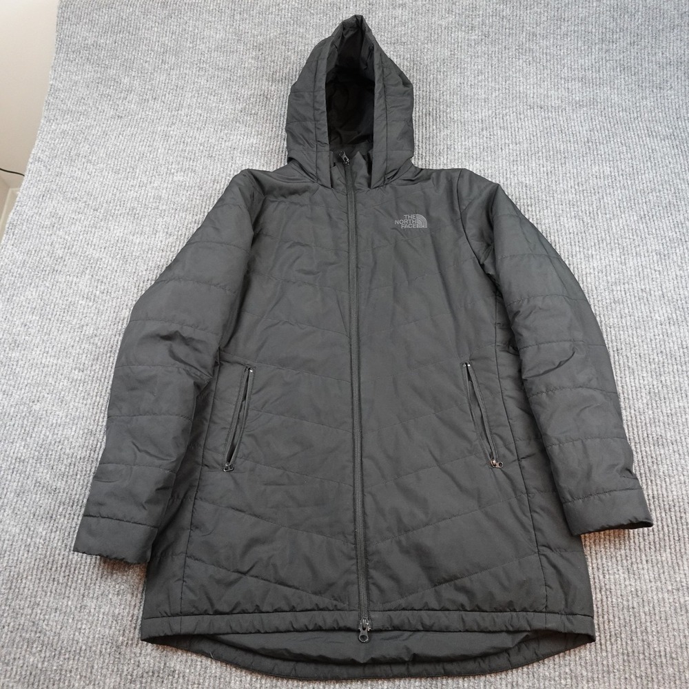 North Face Tamburello Parka Jacket Womens Large Black Hooded Insulated Full Zip